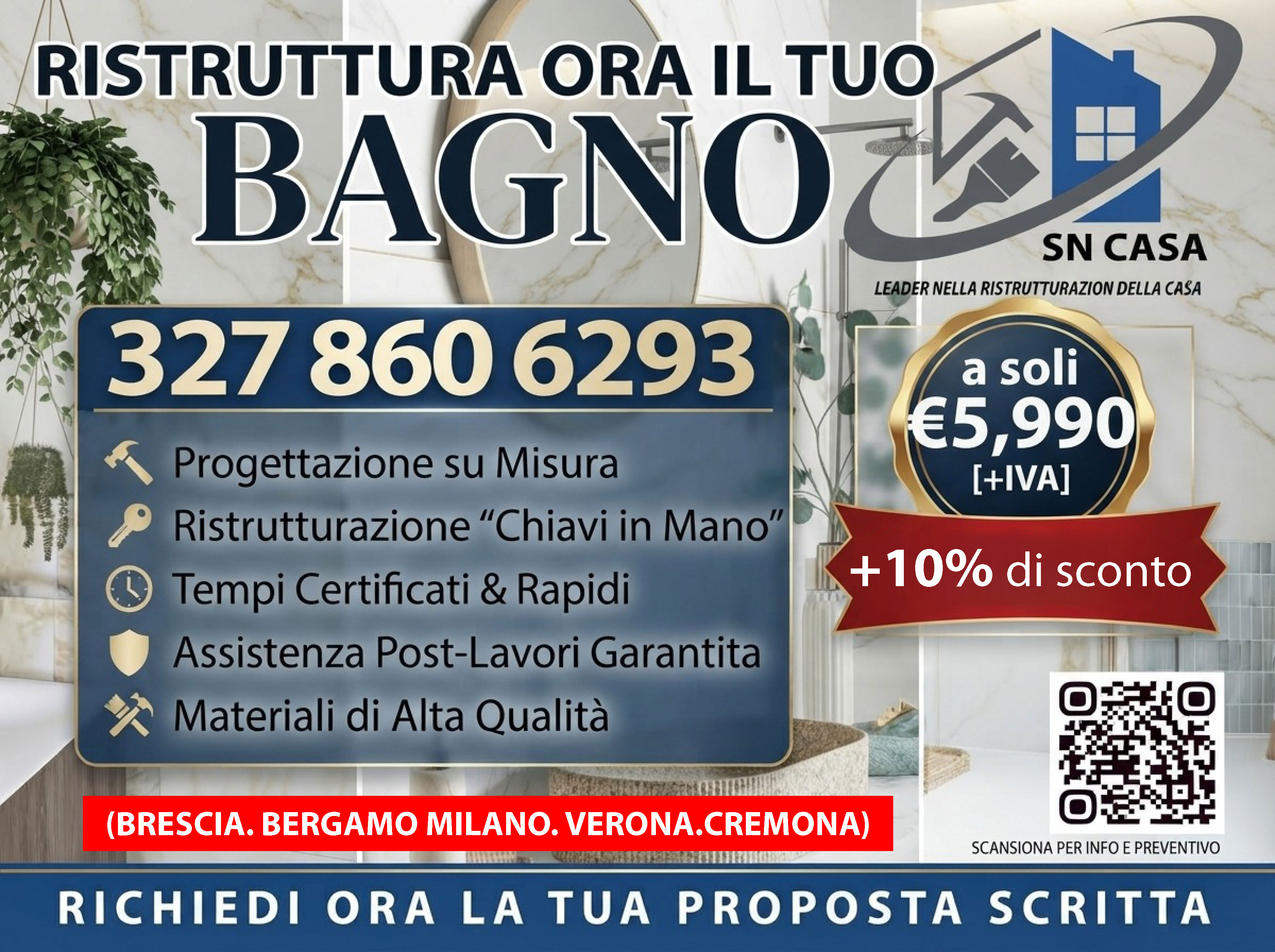 Ristrutturazione Bagno €5990 Brescia